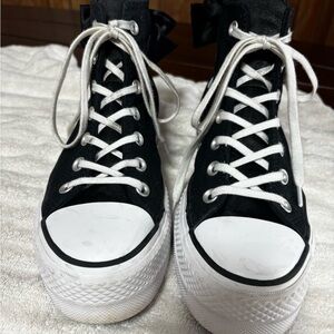 Converse Black and White High-Top Sneakers with Satin Bows!